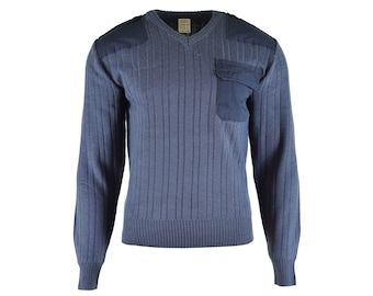 Original Czech army Sweater Jumper M97 Blue Wool V-neck military surplus NEW