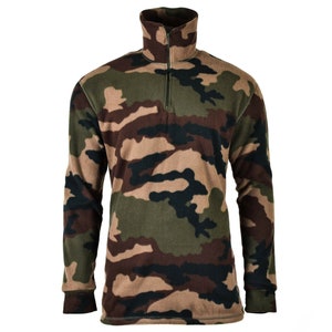 Original French army woodland camouflage CCE shirt fleece warm winter high collar NEW