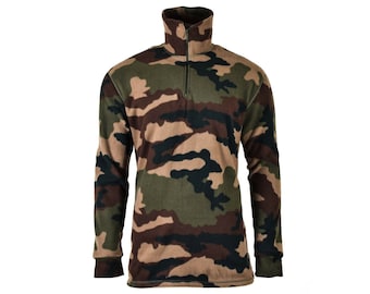 Original French army woodland camouflage CCE shirt fleece warm winter high collar NEW