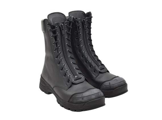 Original Dutch army tactical boots black leather … - image 1
