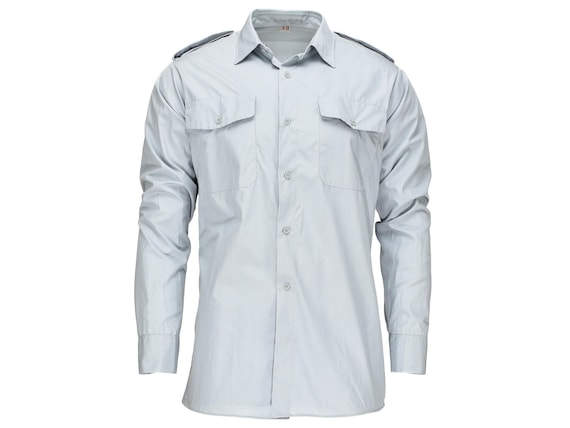 Original Swedish Army Bluish gray Shirt Sweden Military Issue Mens Shirts With Epaulets NEW Etsy