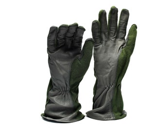 Genuine Dutch army combat gloves leather aramid fibre AirForce military Nomex OD