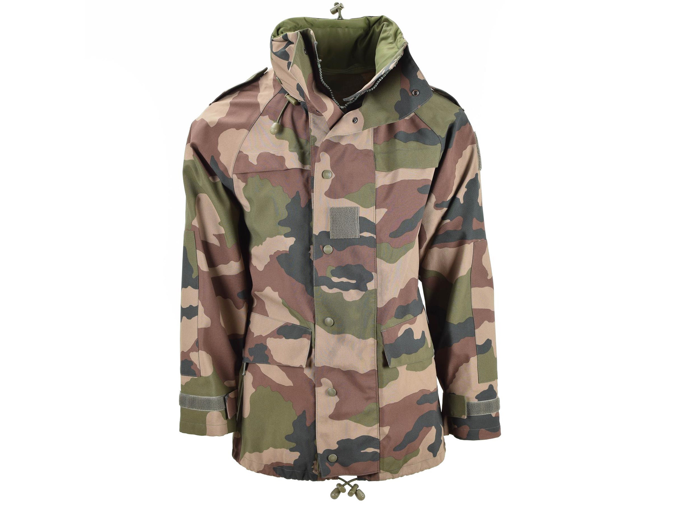 Genuine French army waterproof trilaminate jacket camo goretex hooded rain  parka men weather gear military surplus