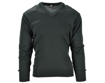 Genuine Dutch Sweater Army pullover Commando Jumper Dark Green V-neck Men