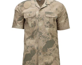Original Turkish Military Field Shirt Short Sleeve Surplus Turkish Camouflage