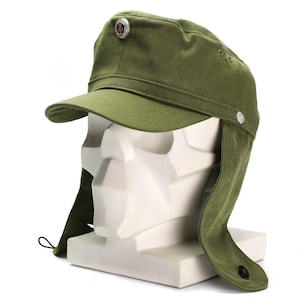 Original East German NVA army earflaps cap M-43 style hat with metal badge