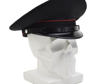 Original Italian Military Visor Cap Vintage Wool Surplus Army Hat Black