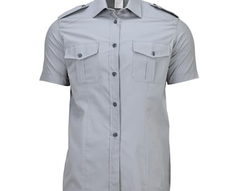 Genuine Italian Military Classic Shirt Short Sleeve Design Women Grey New