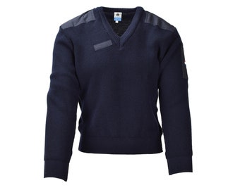 Original Dutch military blue sweater pullover wool bodywarmer long sleeve NEW