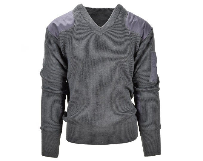 Featured listing image: Original Italian army commando pullover Jumper grey wool V-neck sweater NEW