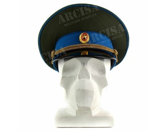 Soviet russian military vintage Hat Soviet army officer peaked cap blue w badge