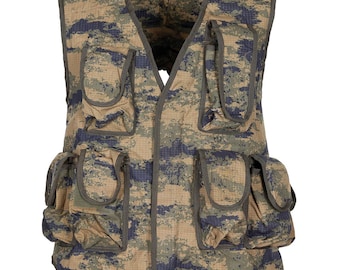 Original Turkish Military Vest 8 Attached Pockets Shoulder Padding Turkish Camo