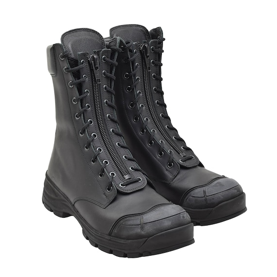 Original Dutch army tactical boots black leather … - image 2
