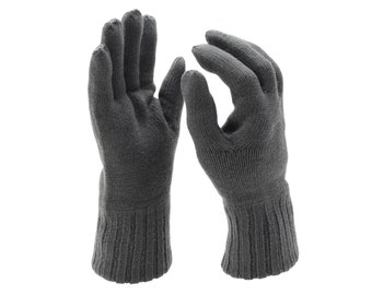 Originales guantes militares austriacos de lana cálidos grises transpirables de punto invierno NUEVO