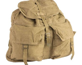 Original Czech army vintage rucksack with Y straps suspenders M60 canvas bag Vintage backpack