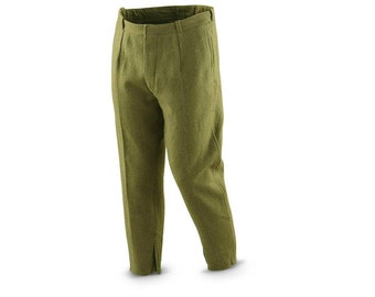 Genuine Romanian army wool field trousers combat pants Khaki OD Military surplus