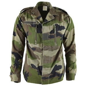 Auténtica chaqueta de combate F2 del ejército francés fatiga CE camuflaje problema militar excedente