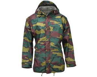 Original Belgian Military waterproof jacket jigsaw camouflage seyntex raincoat Belgium military surplus