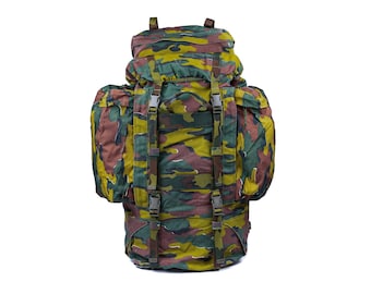 Original Belgian Army backpack Military tactical field rucksack Large 110 liters hiking camping Jigsaw Camo surplus
