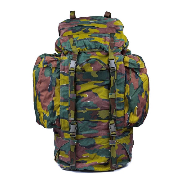 Original Belgian Army backpack Military tactical field rucksack Large 110 liters hiking camping Jigsaw Camo surplus