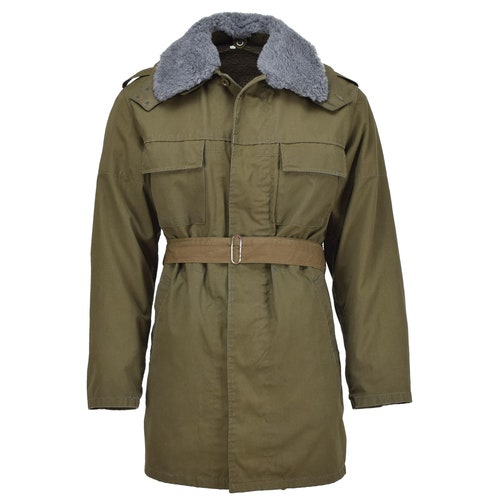 Original Czech Military Parka Belted Faux Fur Liner Winter Etsy