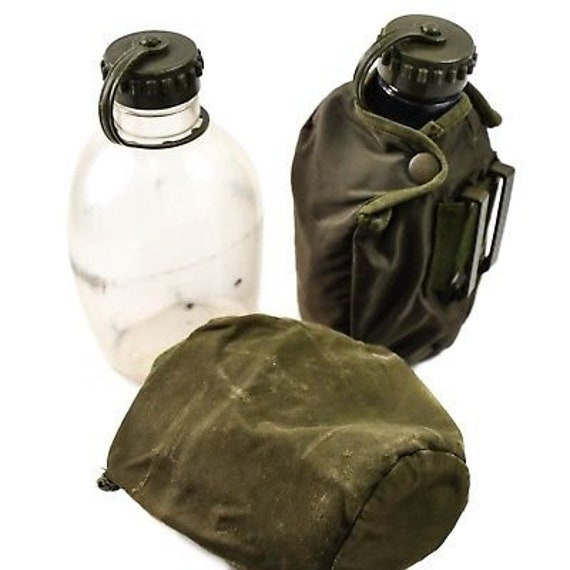 Negro Agua Botella con y Cubierta - 1l Cantimplora Ej?rcito Militar Cadetes  