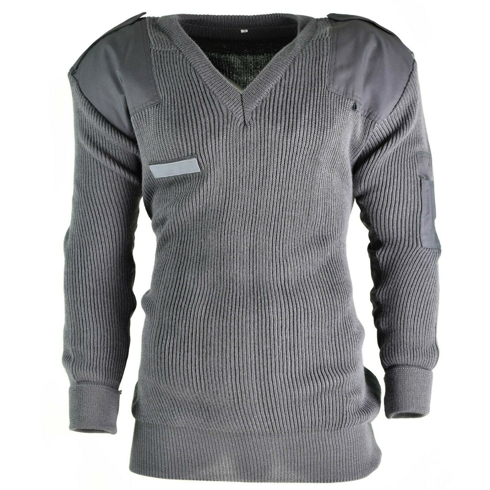 Original Italian army commando pullover Jumper grey wool V-neck sweater NEW