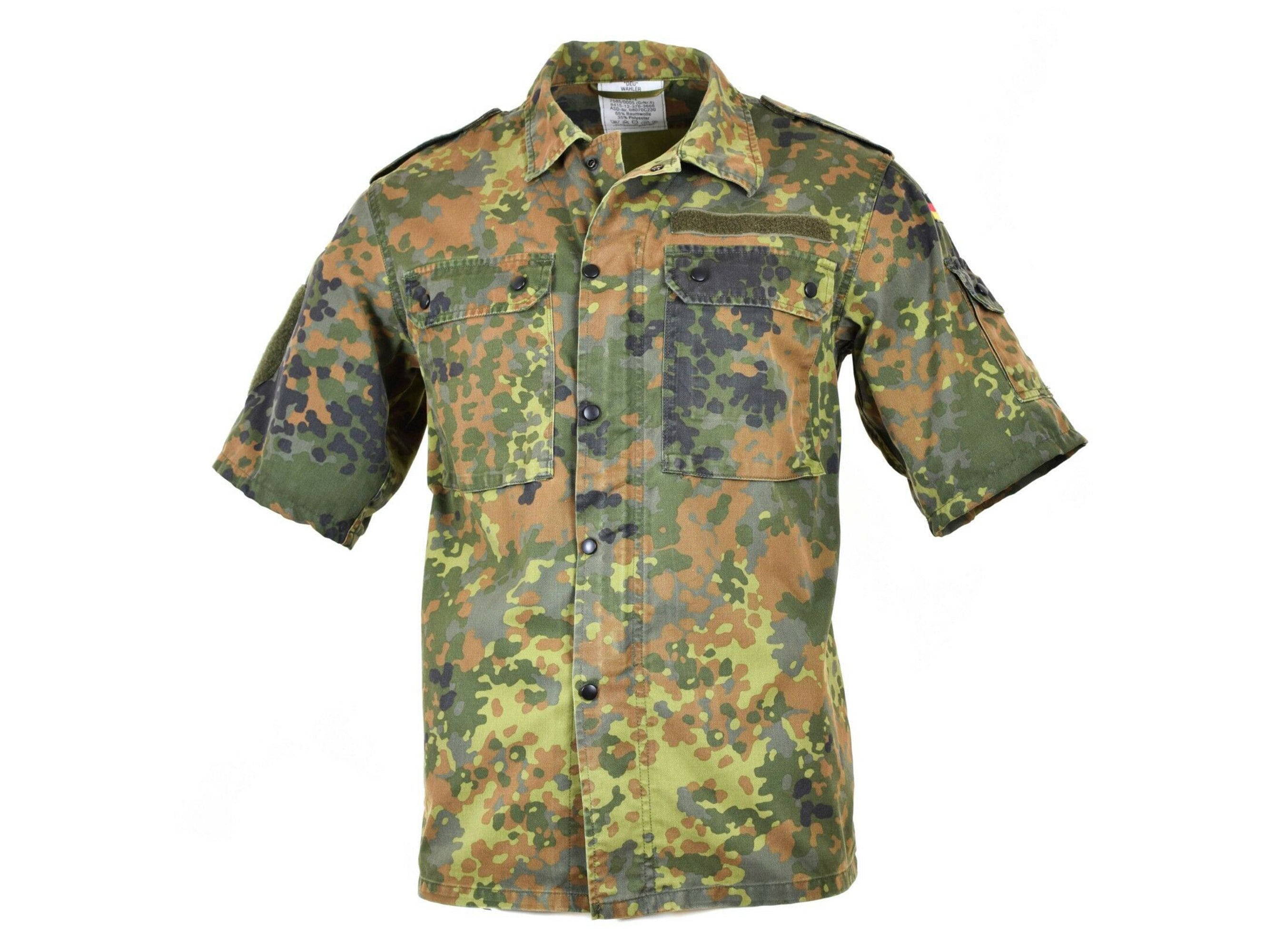 Original German army shirt zipped flecktarn short sleeves combat BW ...