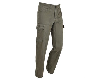 Original Austrian army cargo work pants olive field service classic trousers