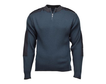 Genuine Dutch Military surplus Troyer pullover warm quarter zip blue sweater