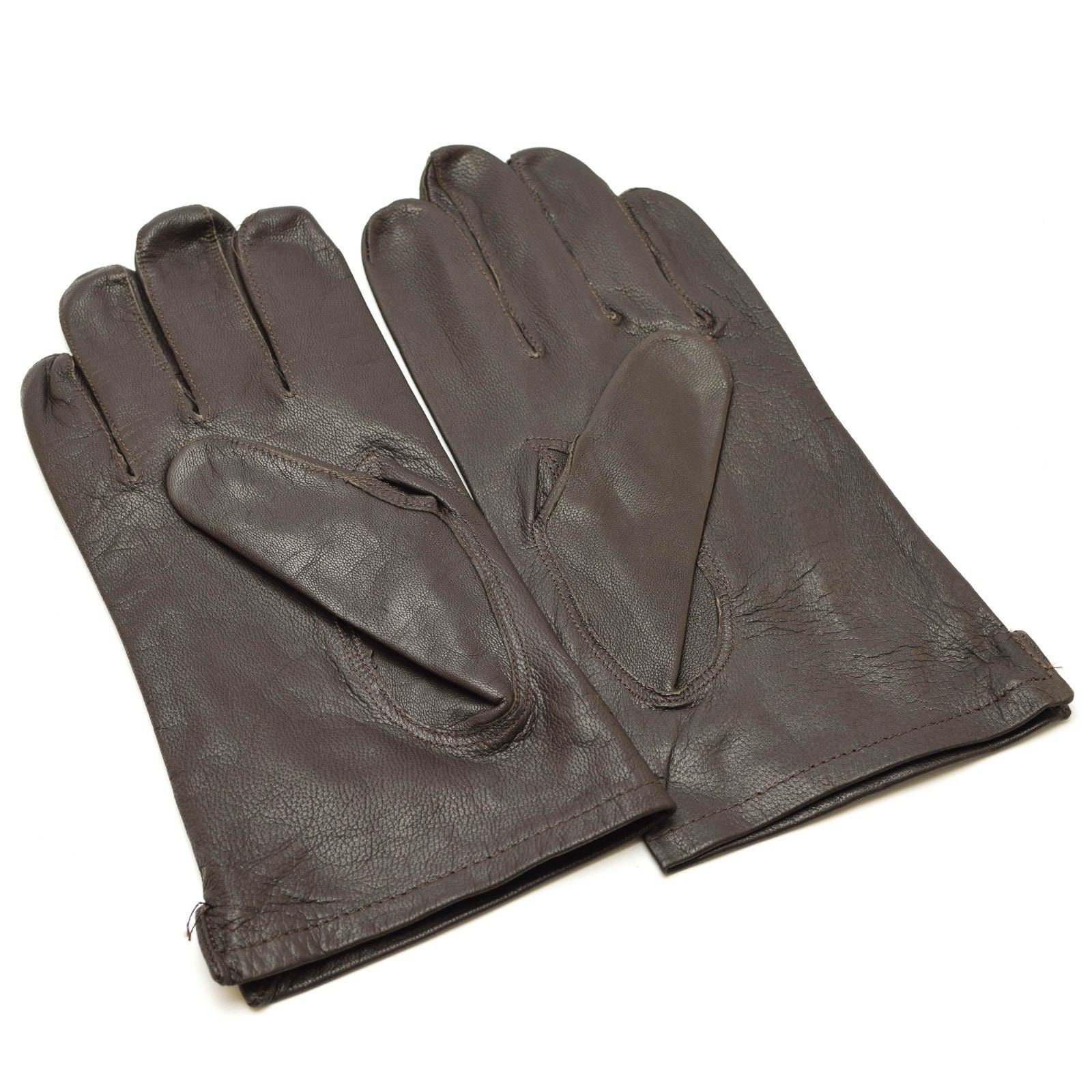 Genuine Belgian army gloves leather black brown military full finger surplus