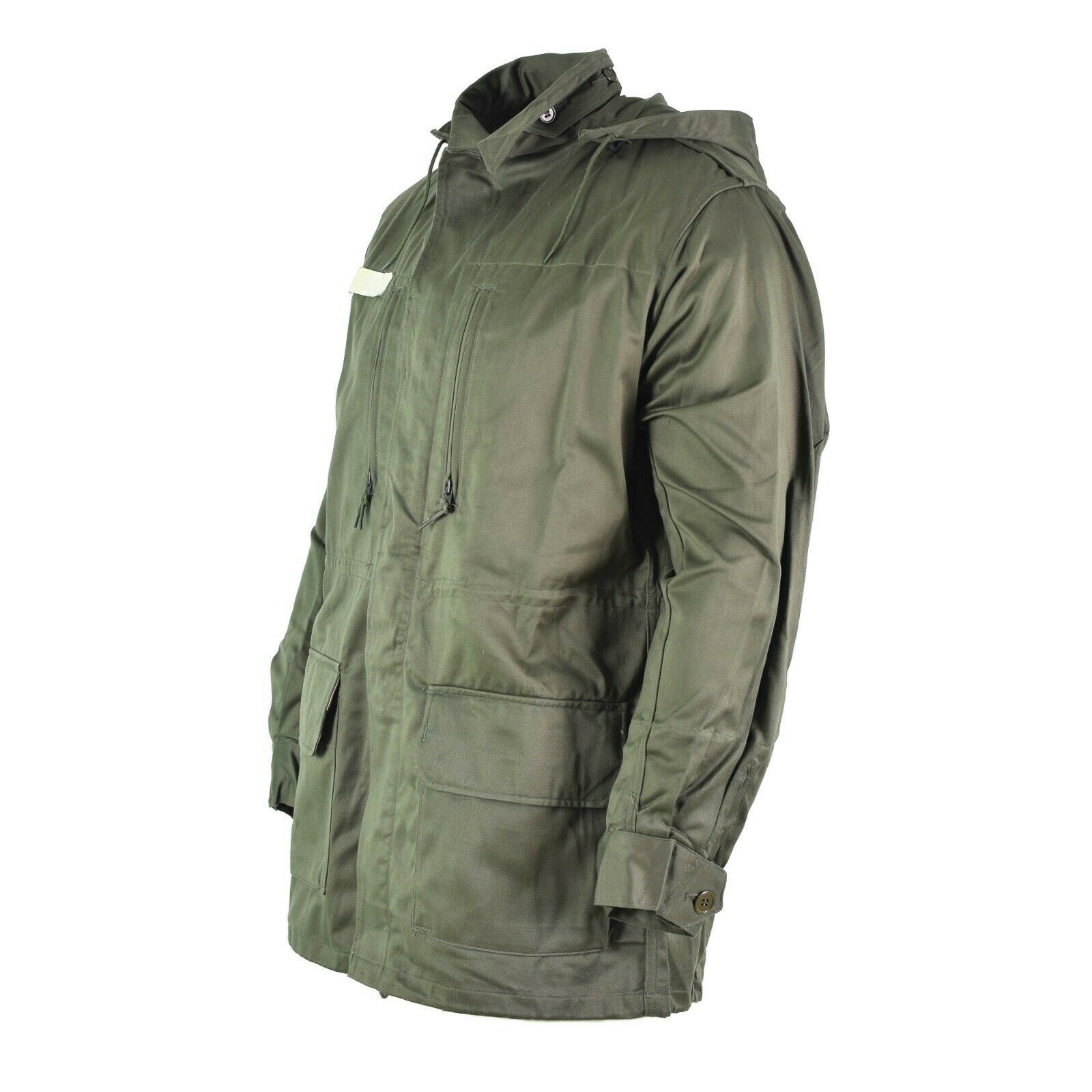 Original French army Olive OD jacket fatigue combat military hooded ...