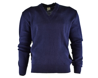 Original Czech army Sweater Jumper Blue Wool V-neck military surplus NEW