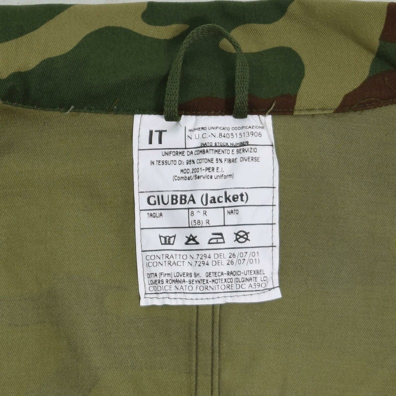 Original Italy Military Combat Jacket Lightweight Woodland Camo Army ...