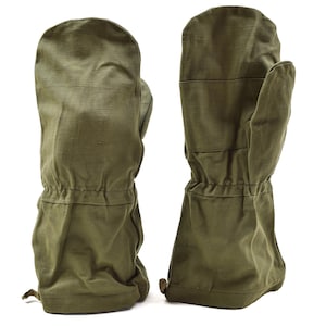 Genuine French army mittens cotton gloves Olive OD durable workwear military NEW