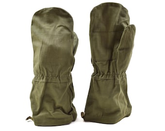 Genuine French army mittens cotton gloves Olive OD durable workwear military NEW