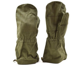 Genuine French army mittens cotton gloves Olive OD durable workwear military NEW