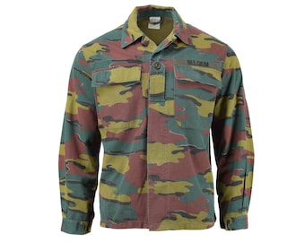 Genuine Belgian Army Combat Field Shirt Blouse Rip Stop Military Surplus Belgium Jigsaw camouflage