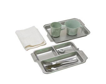 Genuine German military full eating utensil set cutlery cups plates camping NEW