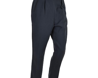 Original Swedish Military Formal Pants Slash Pockets Front Pleats Blue