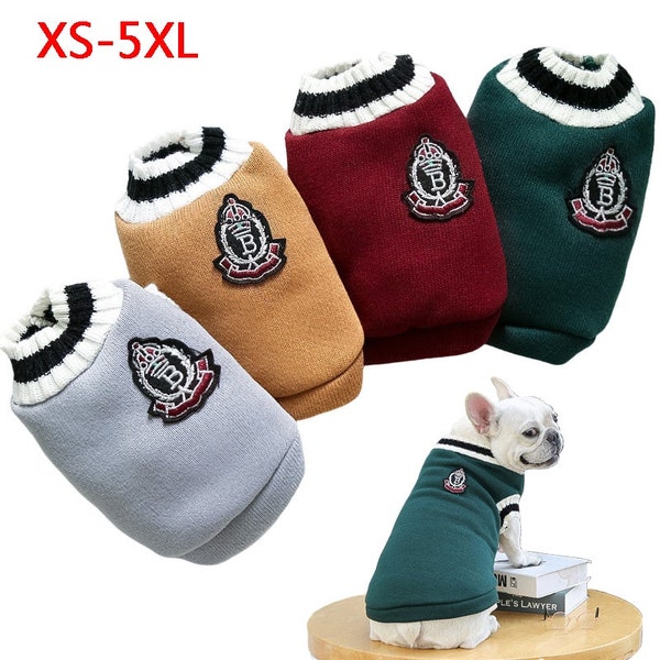 College Stijl Pet Dog Sweater Winter Warme Hond Kleding voor Kleine Middelgrote Honden Puppy Kat Vest Chihuahua Franse Bulldog Yorkie Jas