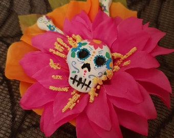 Día del cráneo de azúcar de la flor del pelo muerto