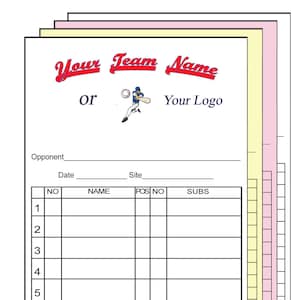 Baseball Softball Line-Up Cards with LOGO Customized - 4 part-30 Sets