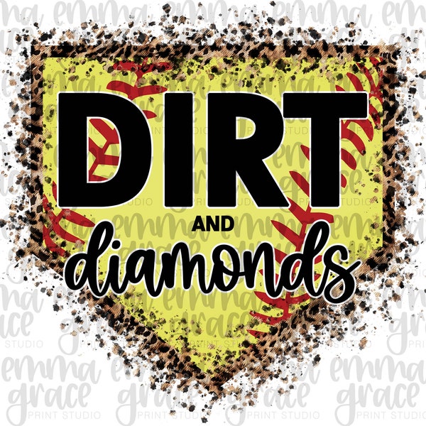 Leopard Dirt and Diamonds Softball Mom PNG, Mom Life, Vintage Retro, Digital Sublimation Print or DTG, Print and Cut, PNG File