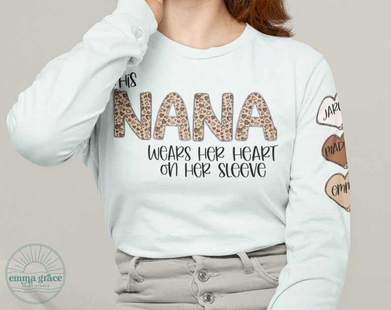 This Nana Wears Her Heart On Her Sleeve Leopard Cheetah Print Etsy 