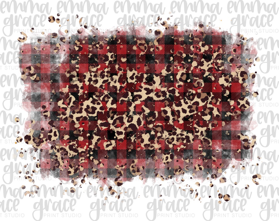 Buffalo Plaid and Leopard Sublimation Background Design Animal Print ...