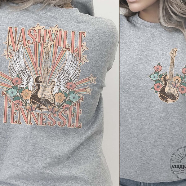 Retro Sublimation Design Downloads, Vintage Sublimations, PNG, Clipart, Shirt Design Sublimation Downloads, Trendy PNG, Nashville Guitar