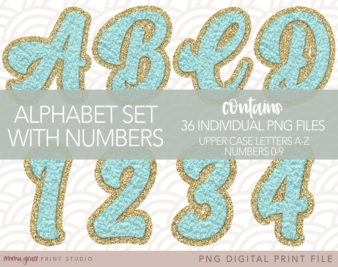 Mardi Gras Gold Trim Faux Chenille Patch Alpha Pack, PNG Files for  Sublimation Or Print, Athletic Alphabet Letters and Numbers, Digital File