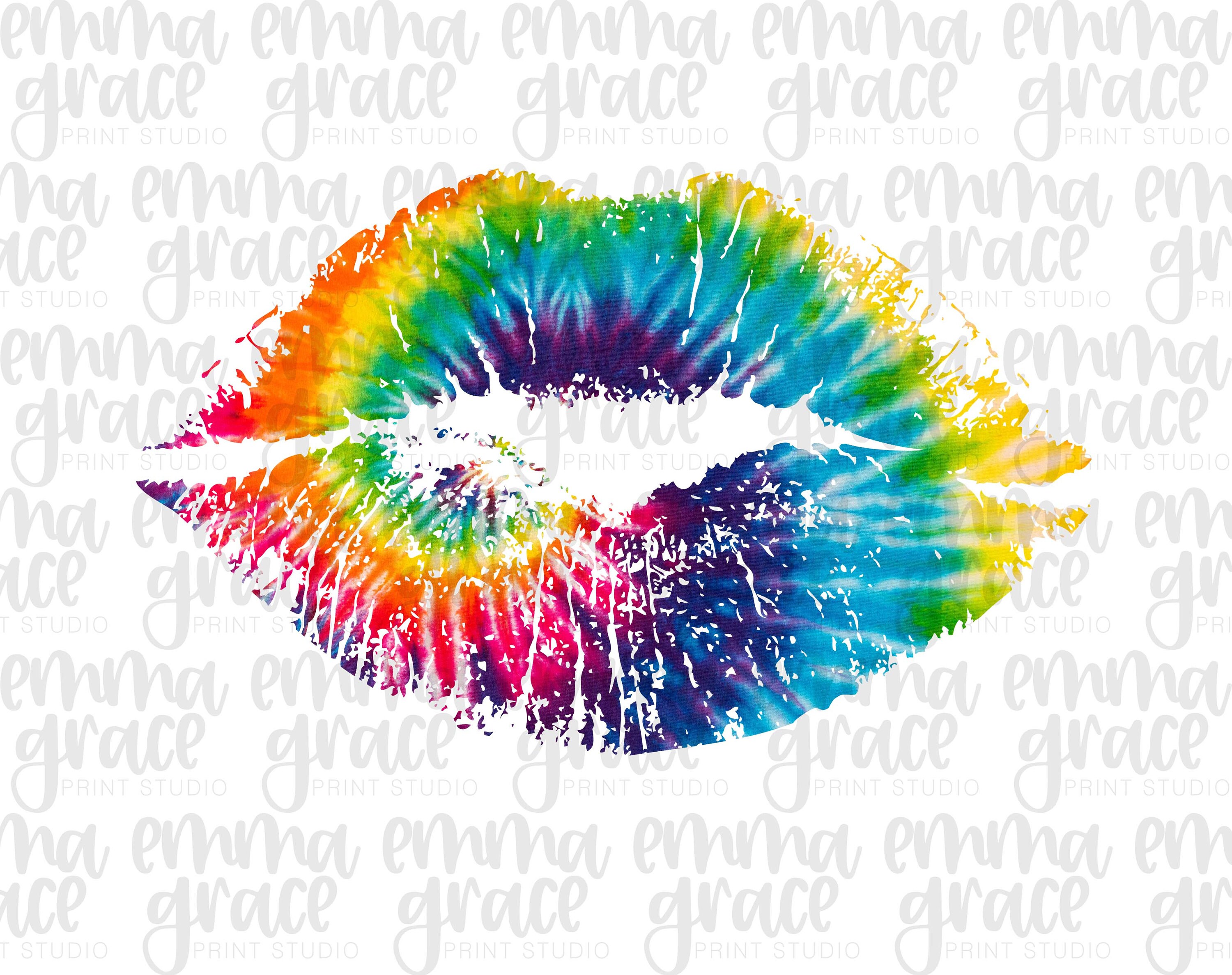 Tie Dye Kiss Lips Sublimation Design Distress Tie Dye Print Etsy
