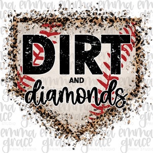 Leopard Dirt and Diamonds Baseball Mom PNG, Mom Life, Vintage Retro, Digital Sublimation Print or DTG, Print and Cut, PNG File